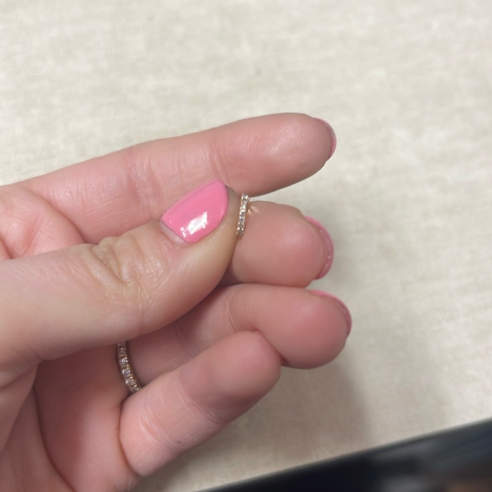 14k rose gold mini diamond hoop